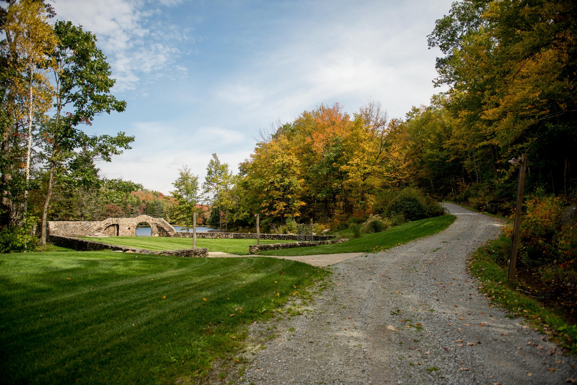 The gravel lane through the grounds past the Walled Garden in early fall