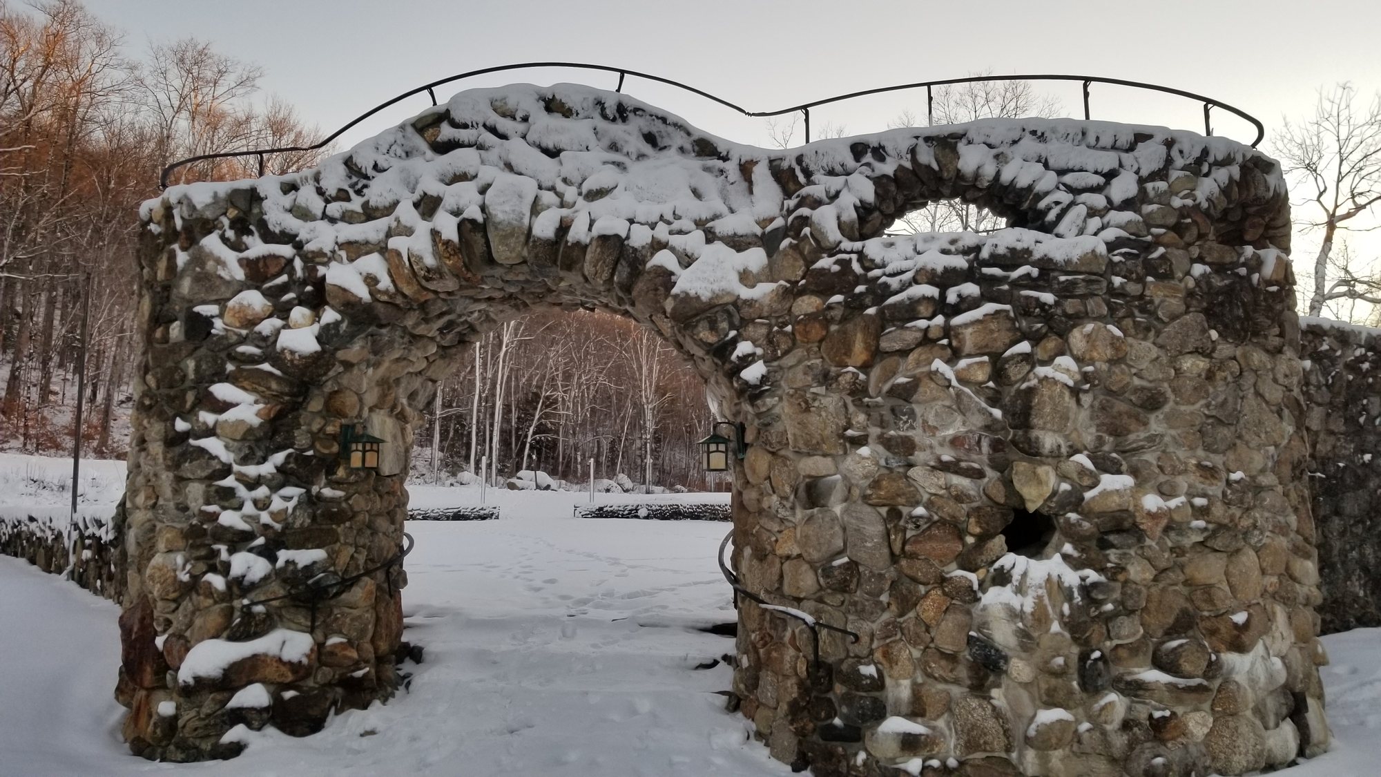 The Walled Garden turret under snow