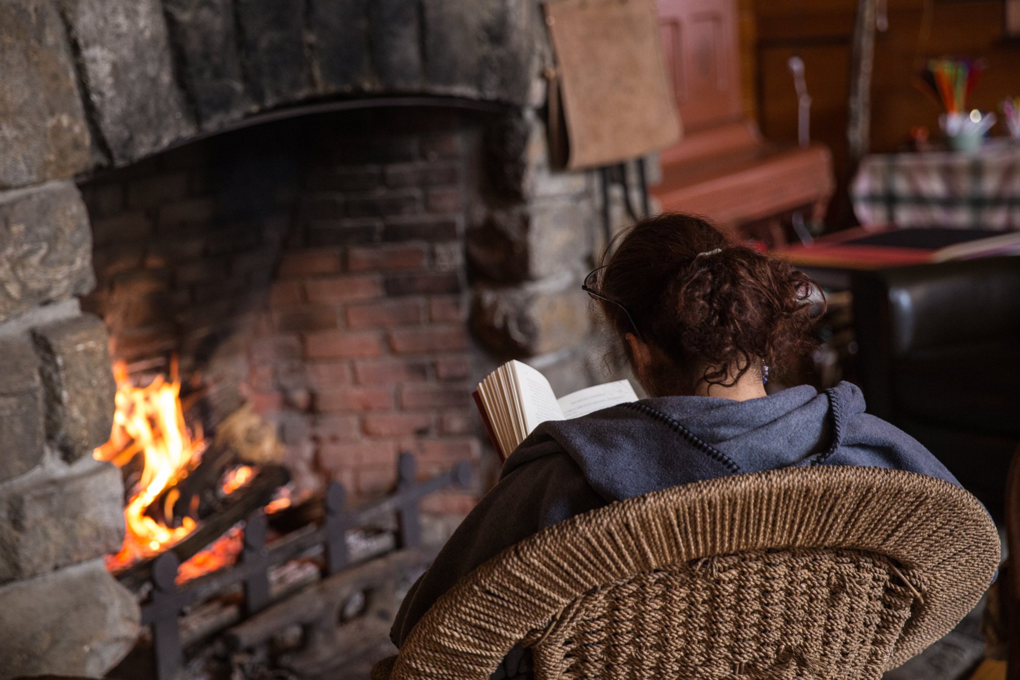 Reading beside the fire