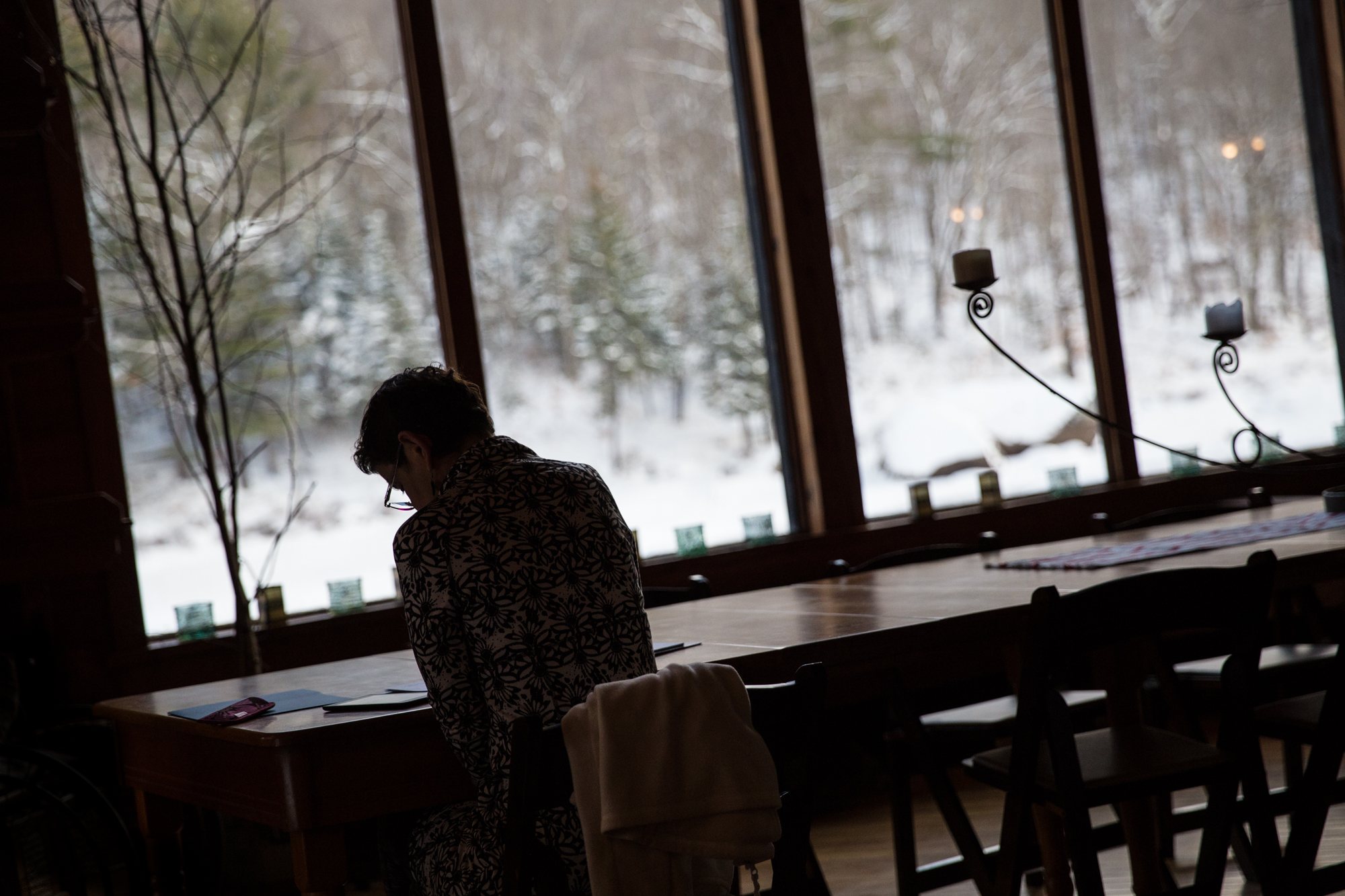 Watching the snow from the Lodge windows